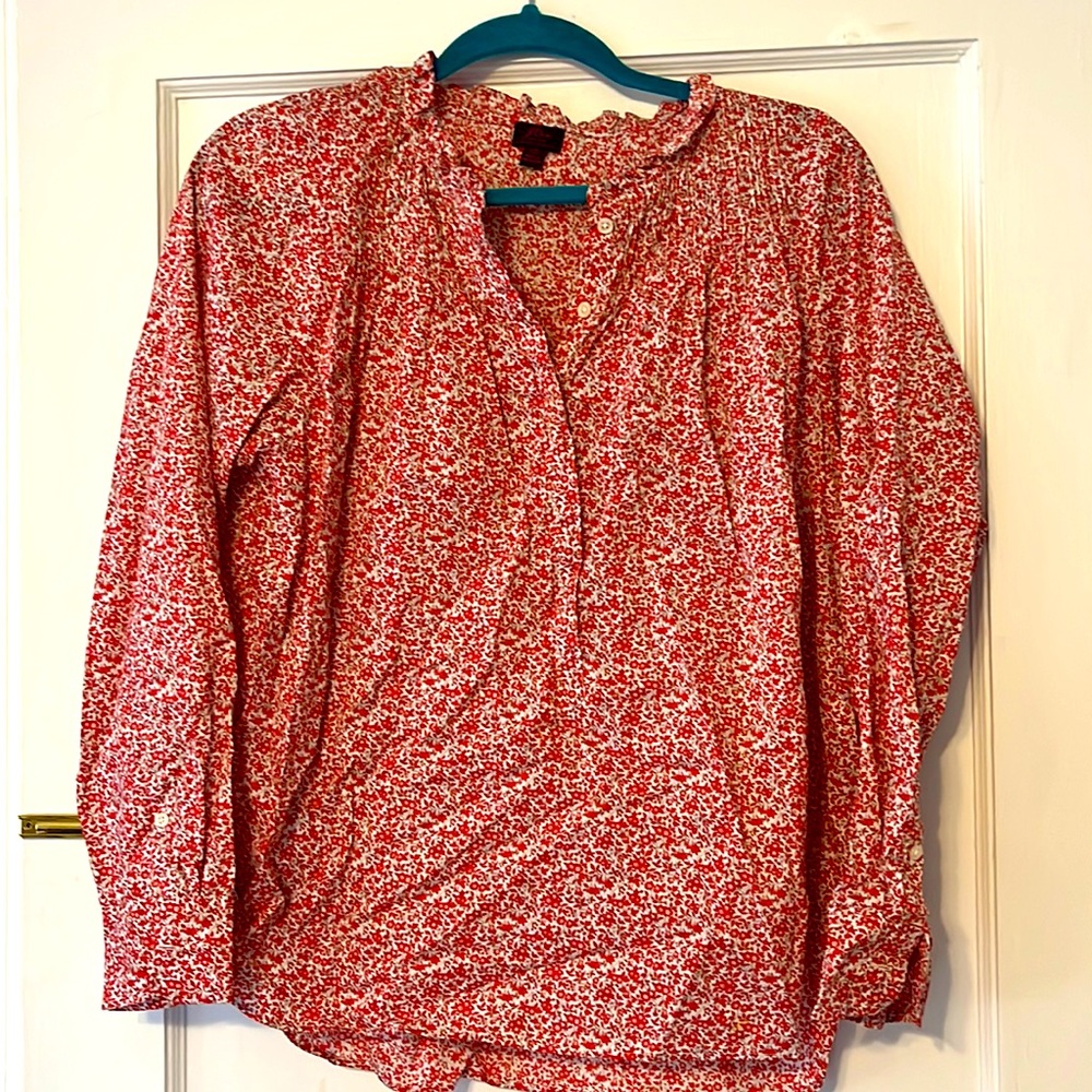 J Crew boho top. Embellished with flowers. Size 10. Never worn but no tags